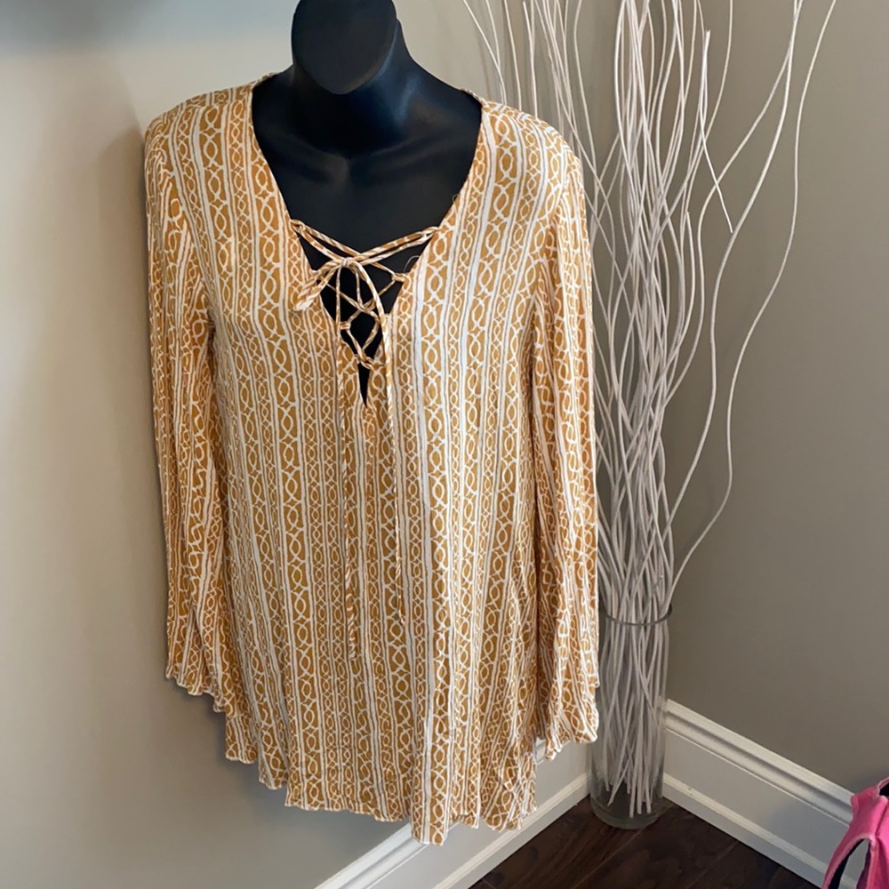 Ladies tie front blouse